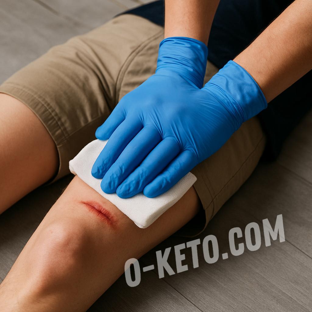 Direct pressure on a wound during severe bleeding