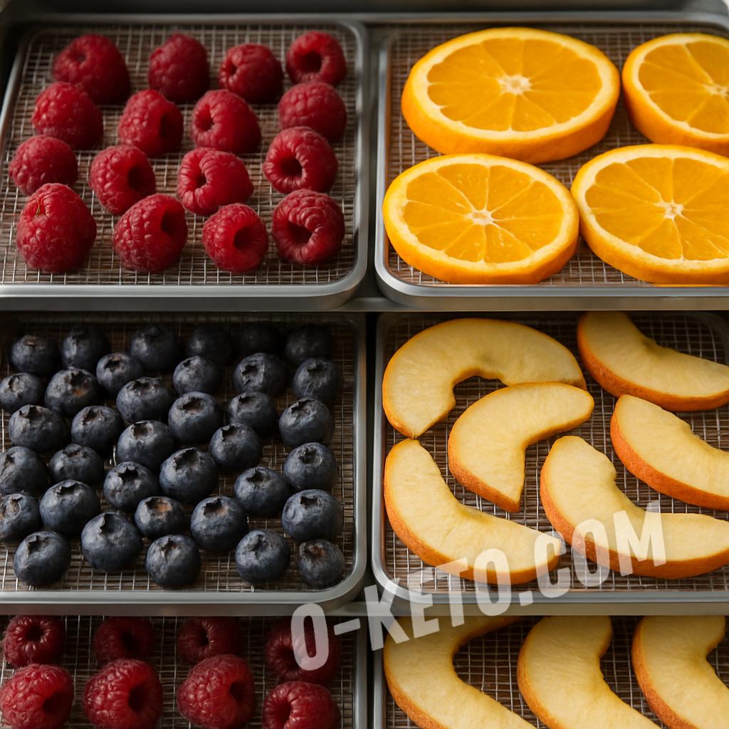 Dehydrating berries and fruits in a dehydrator
