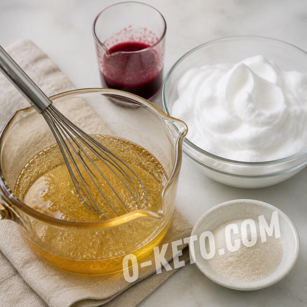 Sirop de aluloză, spumă proteică și agar pentru un desert low-carb