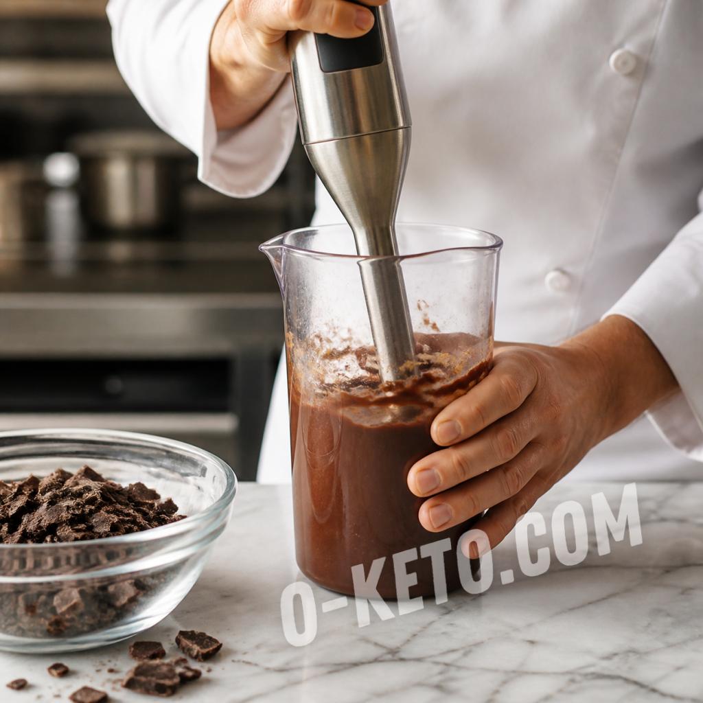 Building a chocolate and cream ganache emulsion with an immersion blender