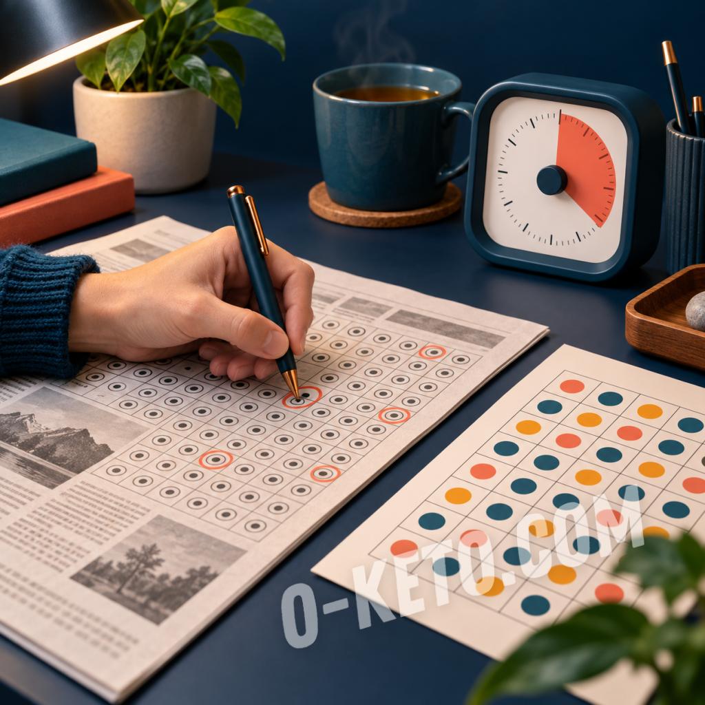 Concentration exercises with a symbol grid and timer
